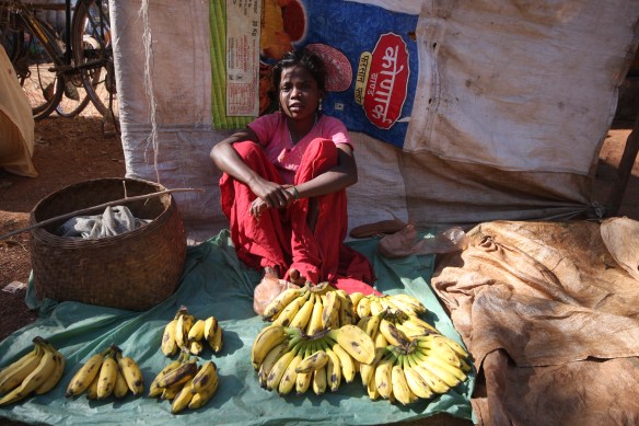 Jaitgiri market - girl selling bananas