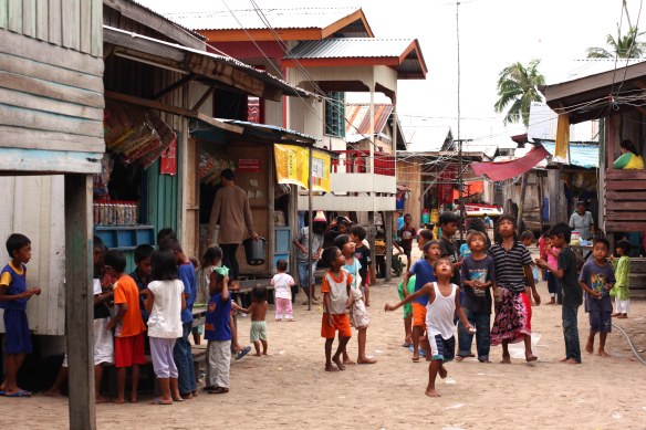 Some of the many children living on Mabul island